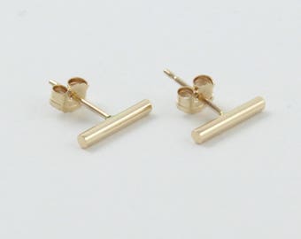 14K gold studs | 1 pair of gold studs | Gold bar studs | Small gold earrings | Gold studs | Minimalist gold stud | Dainty gold earrings