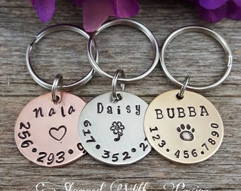 Dog Tag - Dog id Tag - Dog Name Tag - Hand Stamped - Paw Print Dog Tag - Dog tag for Collar - Pet id tag dog - Personalized tag - Custom Tag
