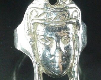 Mysterious Asian Goddess Ring in sterling Silver 925