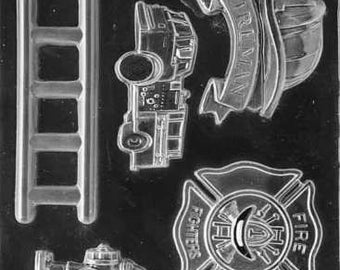 Firefighter Fire Truck Silicone Soap, Ice, Crayon, Candy or Chocolate Mold Baking Craft Supplies Jenuine Crafts