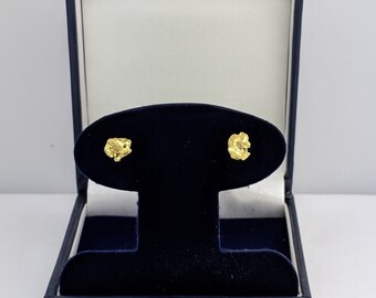 Gold Nugget Stud Earrings, Real Natural Yukon Gold Rush Nugget Earrings, Genuine Gold Nugget Earrings, E7