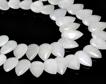 GU-5347 - White Jade Bottom Drilled Drops - 20X30mm - Gemstone Beads - 25 Pcs