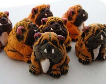 10 Large Orange Bulldog Beads