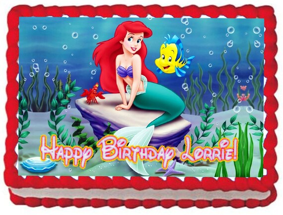 Little Mermaid 1 4 Sheet Edible Birthday Cake Topper