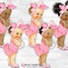 Ruffle Pants Big Head Bow Diamonds Rhinestone Shoes | Pink Dots Pearls | Vintage Baby Girl Afro Puffs | Clipart Instant Download