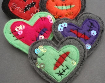 Handmade Heart Brooch - Felt Brooch - Halloween Brooch - Bleeding Heart - Halloween Jewelry - Wounded Heart