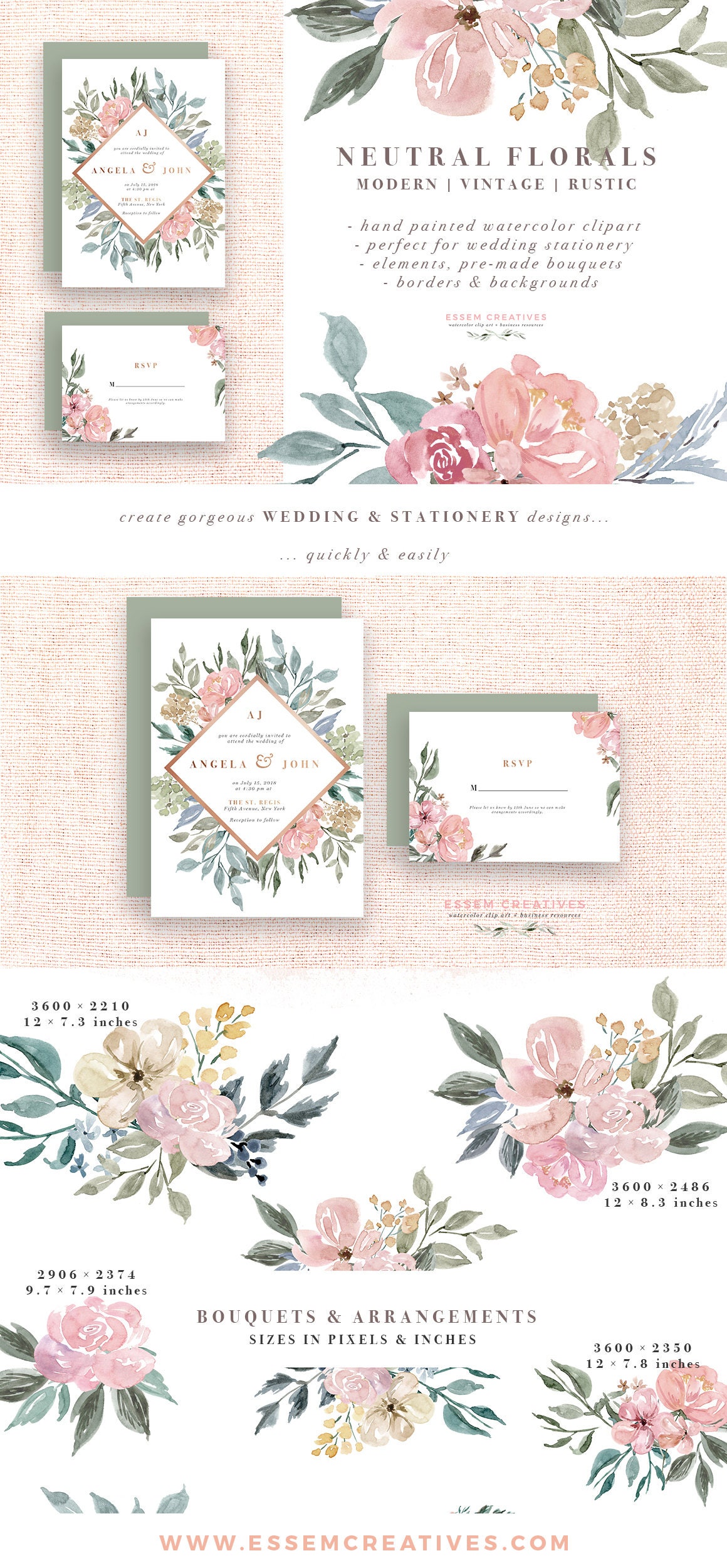 Neutral Wedding Flower Clipart Watercolor Background Rustic Neutral Wedding Flower Clipart Watercolor Background Rustic