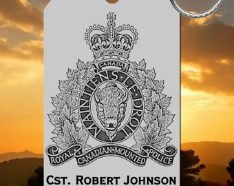 RCMP Keychain, Personalized FREE with Name! Royal Canadian Mounted Police Mountie