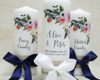 Romantic Blossom Wedding Candles - Set of 3