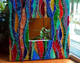 Stained Glass Mosaic Mirror- Waves