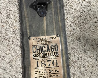 Chicago Cubs Vintage Style Wall Mounted Bottle Opener - Perfect Groomsman Gift - Father's Day Gift - Wedding Gift - Sports Fan
