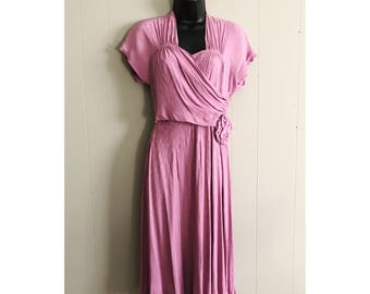 1940s Silk Dress / lilac / lavender