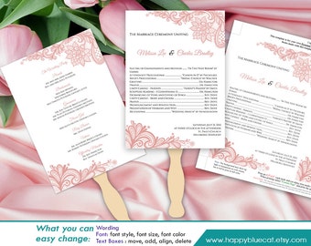 DiY Printable Wedding Fan Program Template Instant Download