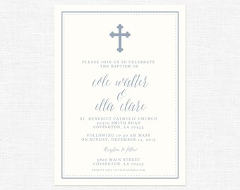 baptism invitation shipping cross printable diy script modern shabby roses chic christening baby navy card girl