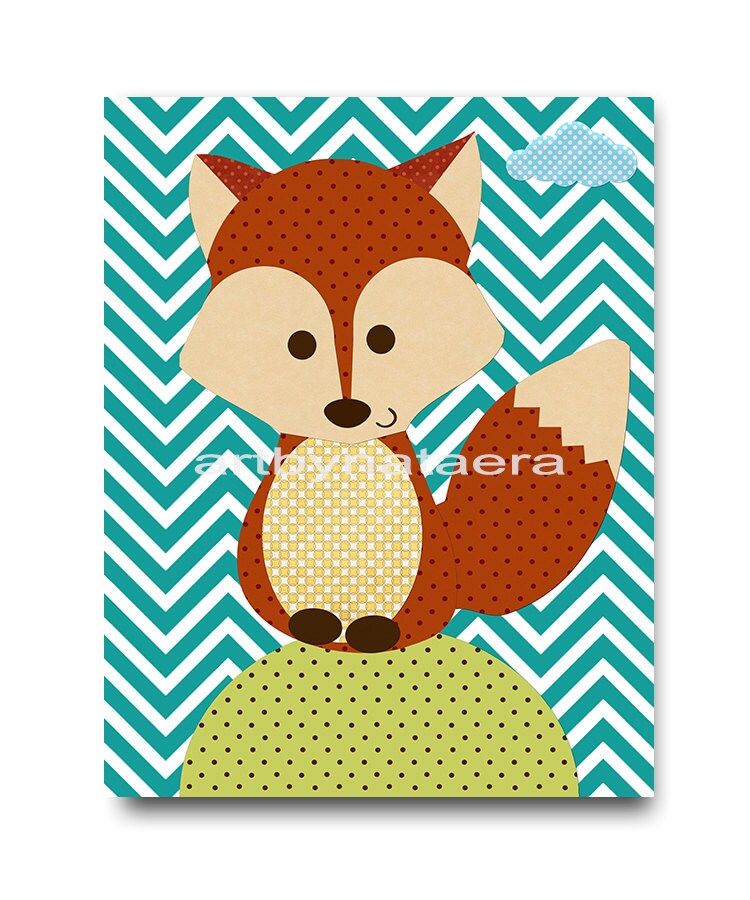 Fox Nursery Print Kids Art Digital file Children Art Kids Wall