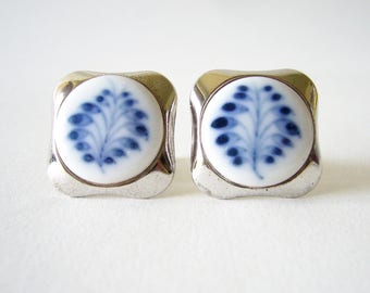Royal Copenhagen Sterling Silver + Porcelain Cufflinks