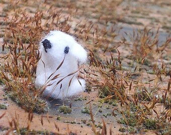 Tiny Maltese Puppy -- miniature Maltese plush - small felt dog figurine by Moss Mountain