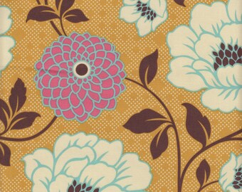 SALE - Free Spirit Fabrics Joel Dewberry Bungalow Dahlia SATEEN in Honey - Half Yard
