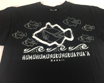 Humuhumunukunukuapua'a Shirt 90s Adult SZ M/L Reef Trigger Fish Hawaii Ocean