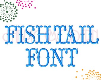 FISHTAIL monogram FONT Embroidery Design satin stitch Tuscan aka Western font alphabet all letters 2 inch 2.5 inch 3inch