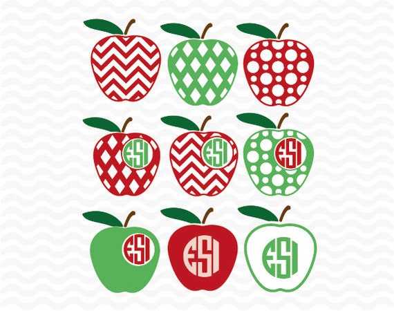 Download Apple circle monogram frame SVG DXF EPS cutting files, Chevron, Polka dot, Diamond. Vinyl ...