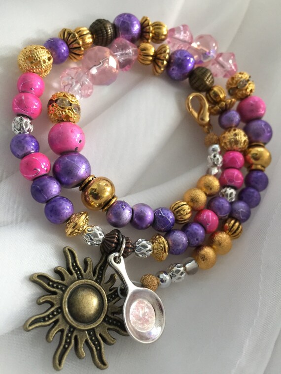 Rapunzel charm necklace. Tangled necklace. Princess necklace.