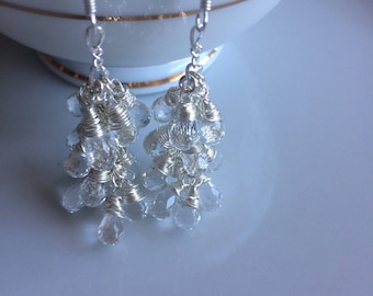 White topaz dangle earrings