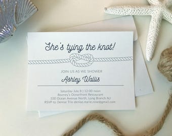 Nautical Bridal Shower Invitation Printable - She's Tying the Knot