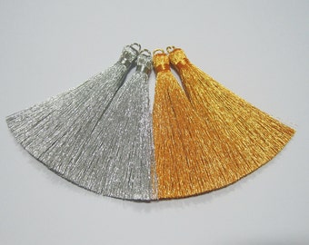 10 pieces Metallic Tassel, Mini Tassel, Gold metallic tassel, Silver metallic tassel, Wholesale Tassels, tassel earring, gold tassel, silver