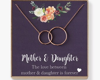 Mother Daughter Necklace, Mother's Day Gift, Gifts for Mom, Mom Necklace, Mother Necklace, Mother's Day Jewelry, 2 Interlocking Circles