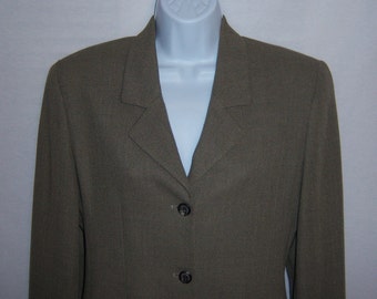 Vintage Burberry Burberrys Taupe Wool Blend Suit Jacket Blazer 6 Small Burberry's London Riding