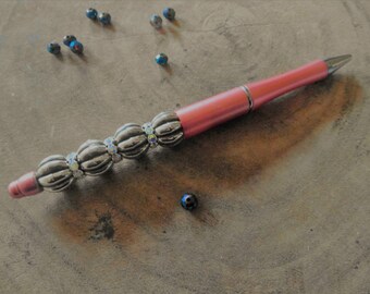 Ornate beaded pen with Rhinestones