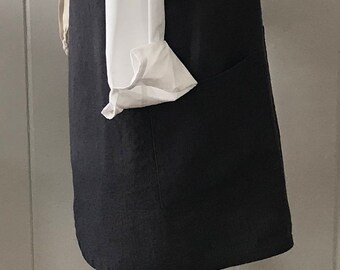 Washed Linen, Simple Smock, Apron, Great for cook, artist, teacher, etc., Iron Color