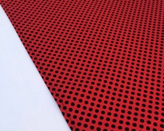 Ladybug Polka Dot Table Runner: Red and Black Accent Table Mat or Runner Ideal for a Ladybug Party, Insect Party, Carnival or Circus Party