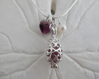 Purple Sea Glass Necklace Locket Beach Glass Jewelry Heart Pendant