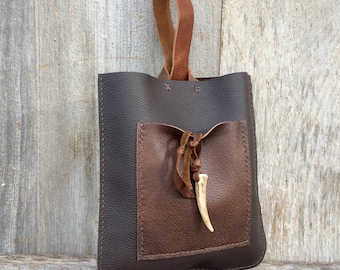 Leather Bow Bag made in Rustic Distressed Chestnut Brown Leather by Stacy Leigh - Gift for Her - Tote Bag - Handbag - Fashion - Full Grain