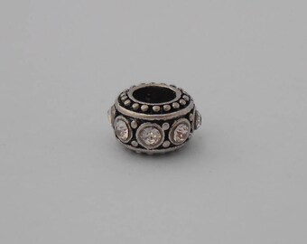 Bead spacer European Bracelet Charm 11mm white rhinestone