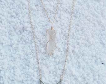 Crystal Crescent Moon Necklace