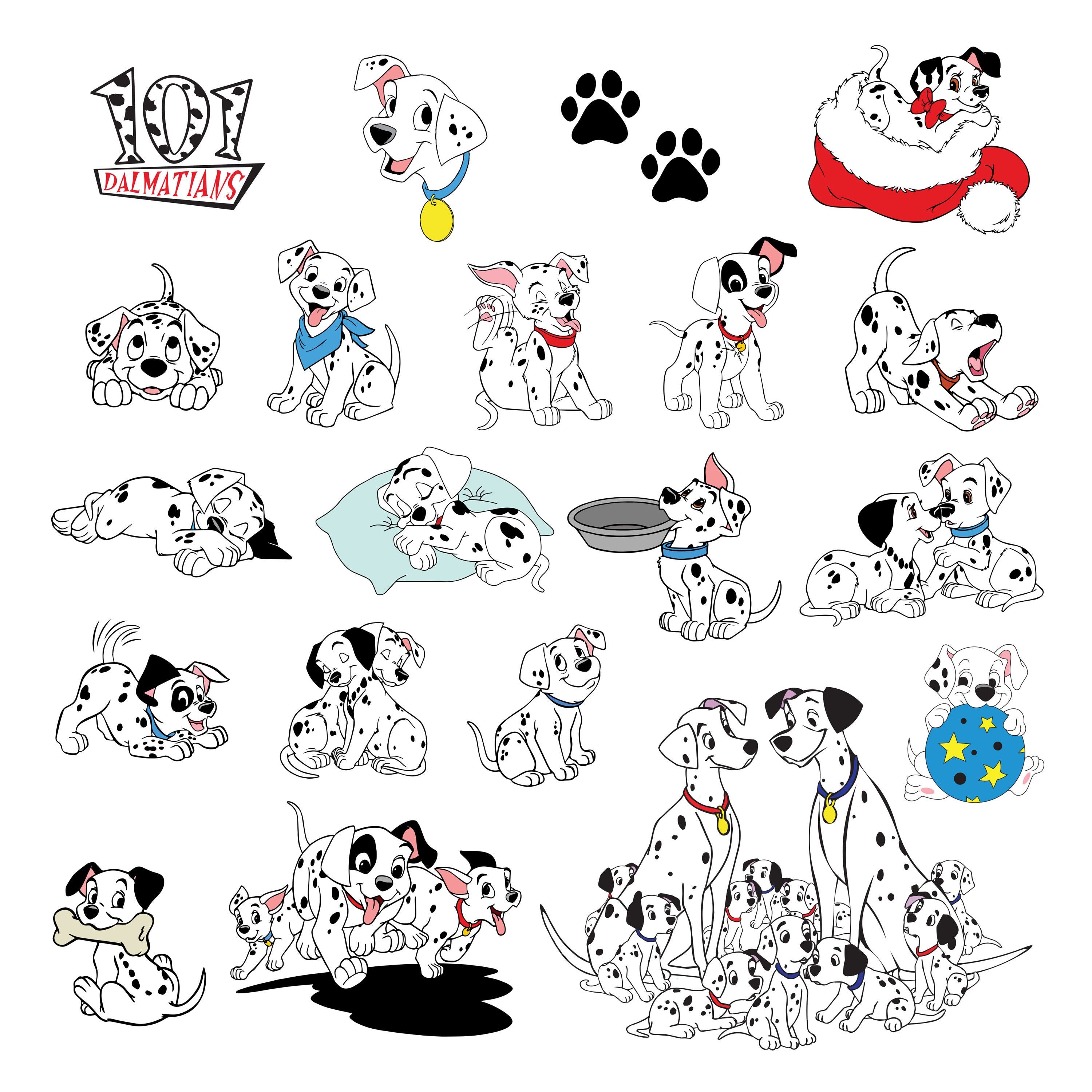 101 Dalmatians svg Svg/Eps/Png/Jpg/Cliparts,Printable, Silhouette and