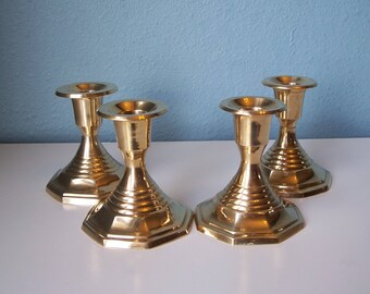 vintage brass candlestick holders || short candle holders || short candlestick holders || brass candleholders || vintage candlesticks