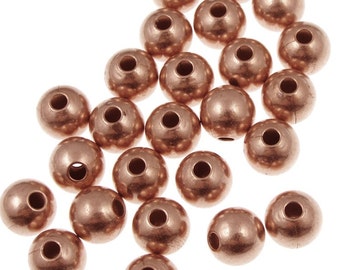 100 Solid Copper Beads 8mm Round Copper Ball Beads Raw Copper Bright Copper Metal Beads BULK BAG (FSC15)