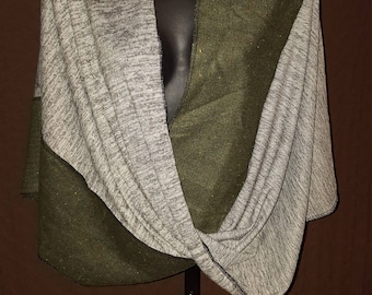 Olive and Gray Mobius Wrap