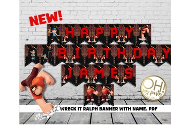 WRECK IT RALPH banner,wreck it ralph birthday,wreck it ralph party,wreck it ralph banner with name,wreck it ralph printable,wreck it ralph 2