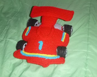Crochet Race car Pillow, Crochet race car, Crochet car