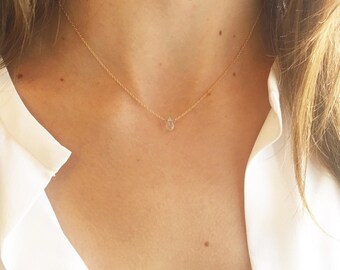 Simple Gold Necklace, Birthstone Necklace, Delicate Necklace, Dainty Necklace, 14k Gold Filled, Sterling Silver, Layered Necklace