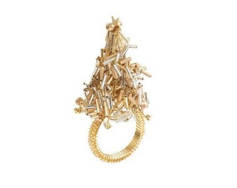 Kim Seybert Beaded Christmas Tree Napkin Rings (Set of 4)