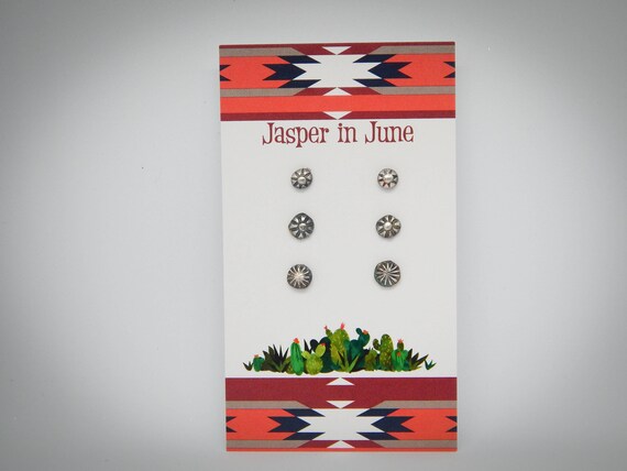 Sterling Silver Studs, Set of Three, Recycled Silver