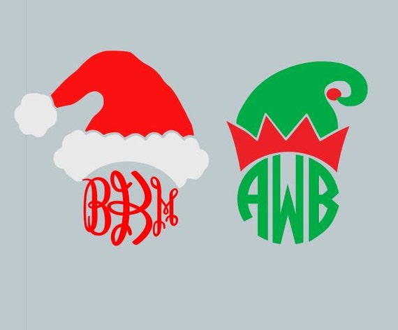 Download Santa Hat and Elf Hat Monogram Toppers SVG DXF AI Eps and