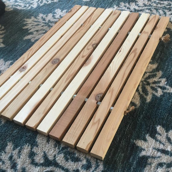 Handmade cedar wood door mat
