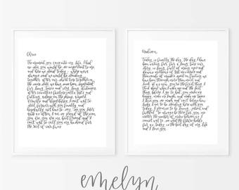 Custom Calligraphy Wedding Vows - Printable Wedding Vows - Digital Download - First Anniversary - Paper Anniversary Gift - Wedding Gift